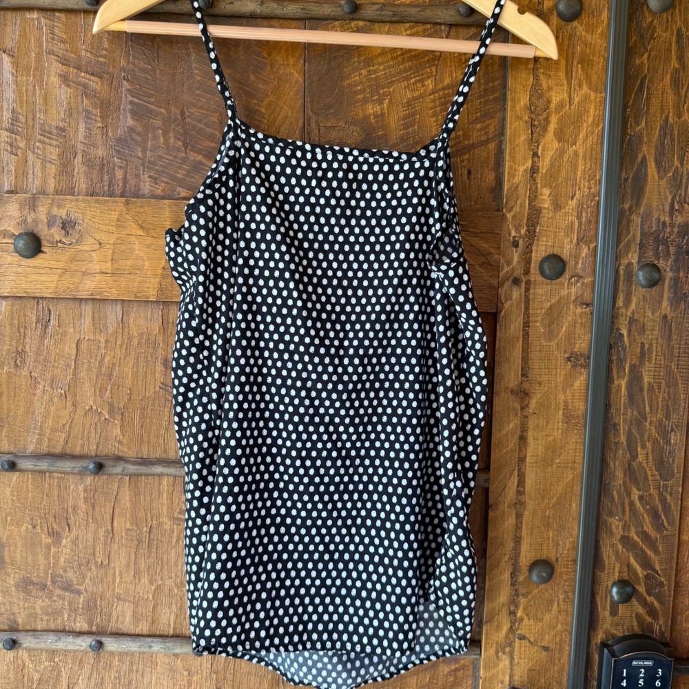 Faded Glory Womens Polka Dot Camisole Spaghetti Strap Tank Top Black White Small - Picture 3 of 4